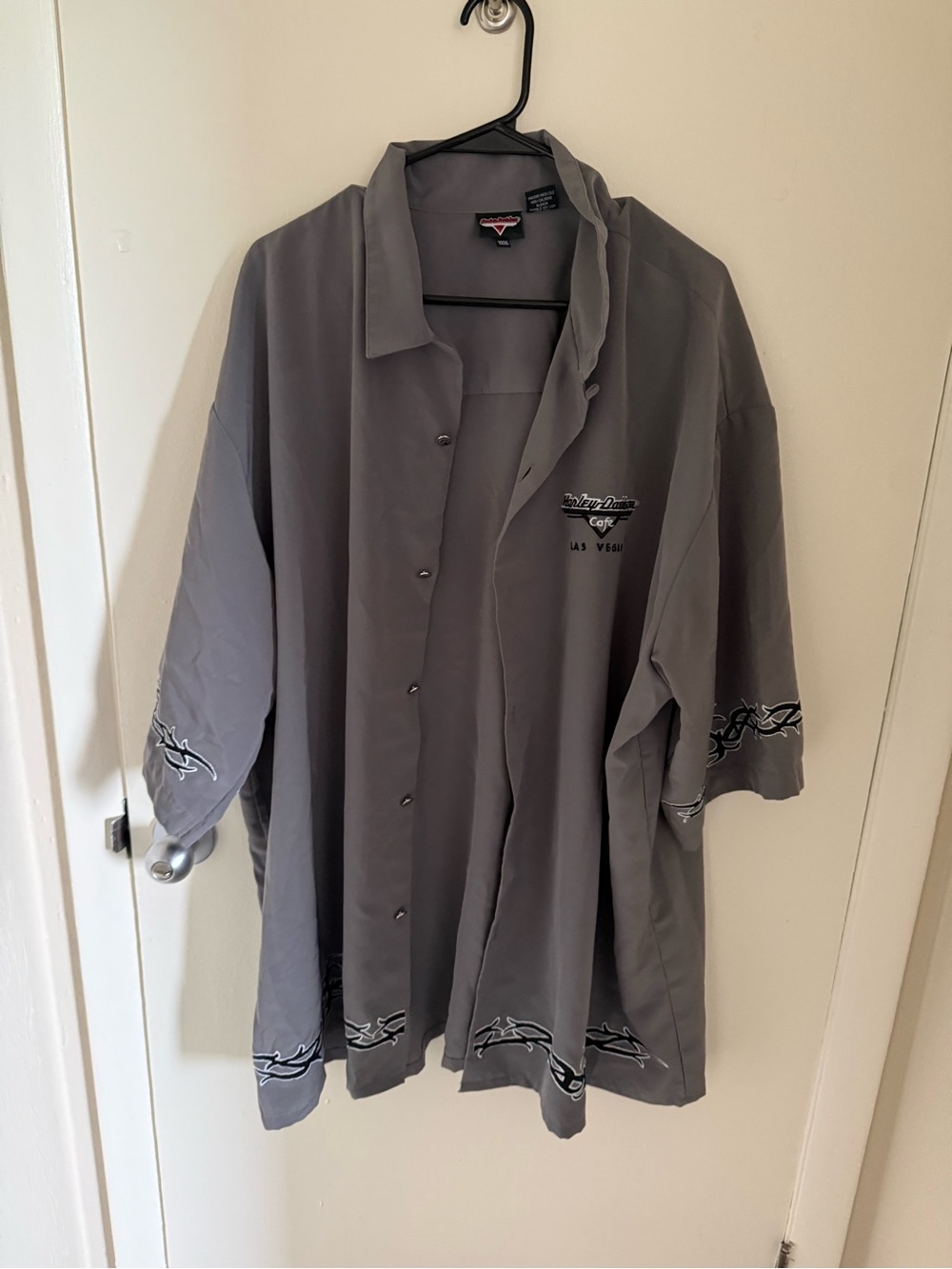 Rare Harley-Davidson Las Vegas Grey Button-Front Short-Sleeve Shirt Jacket
